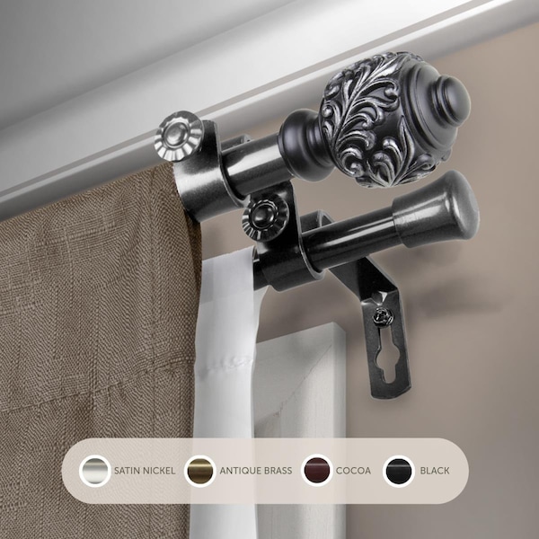 Kd 0.625 in. Aria Double Curtain Rod with 84 to 120 in. Extension, Black KD3738964 - main